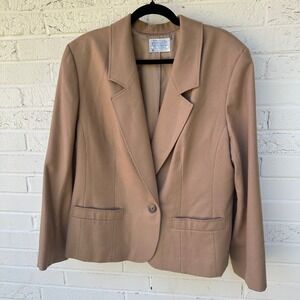 Pendleton Wool Blazer Women Size 20W Tan Career Office Classic Made in USA